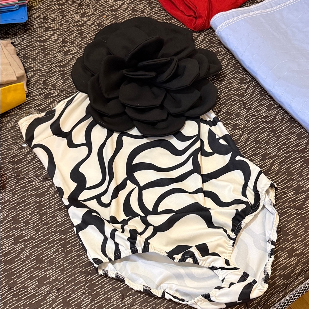 Black and White Floral Bodysuit